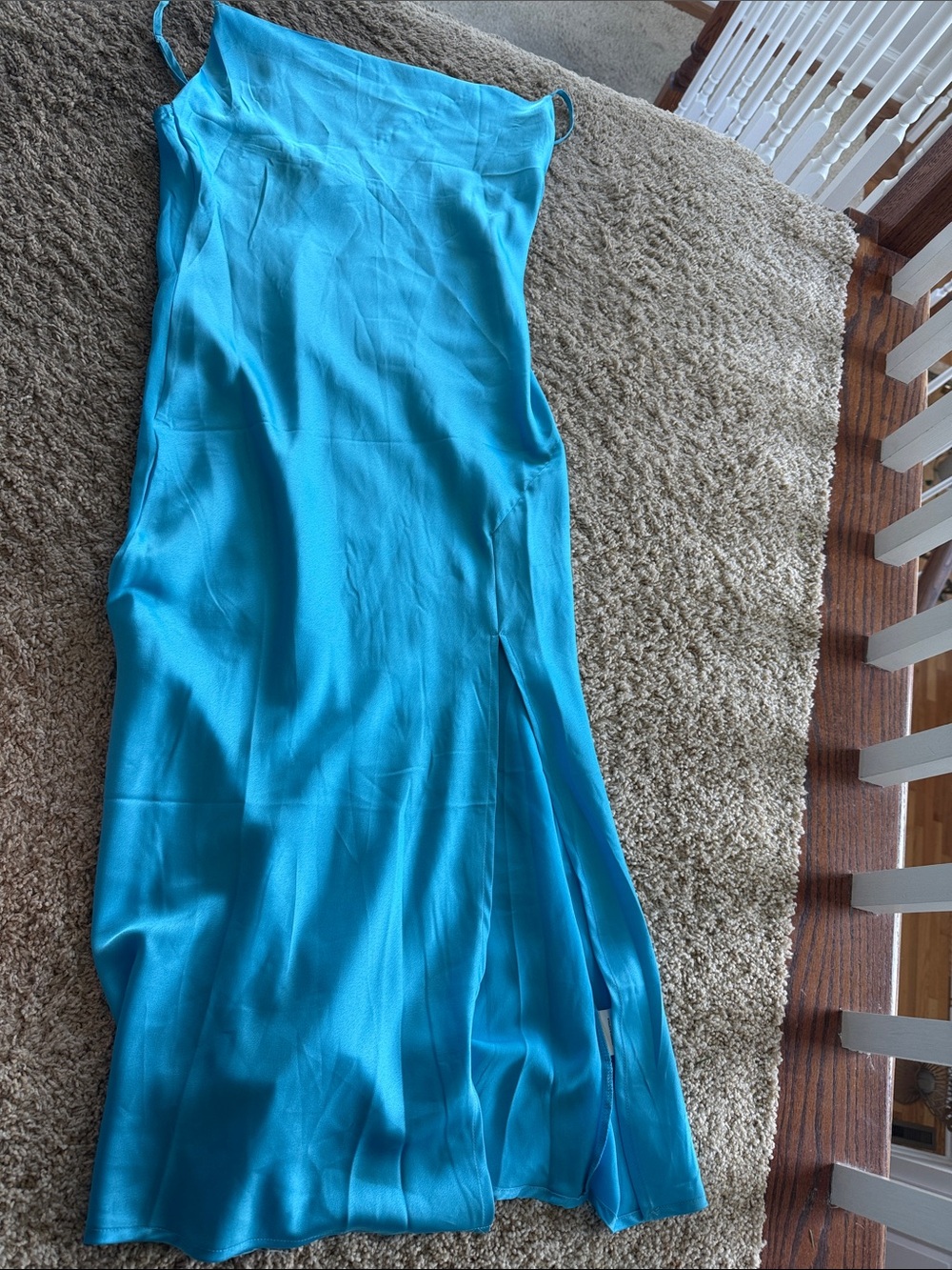 Satin Slip Dress in Bright Turquoise